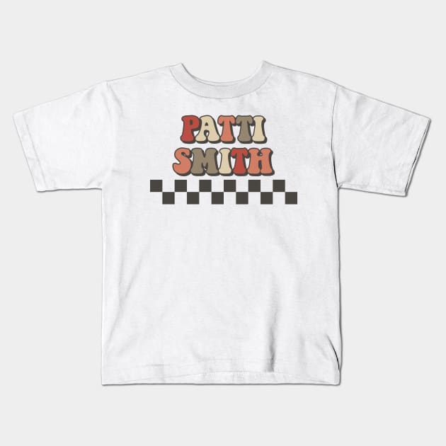 Patti Smith Checkered Retro Groovy Style Kids T-Shirt by Time Travel Style